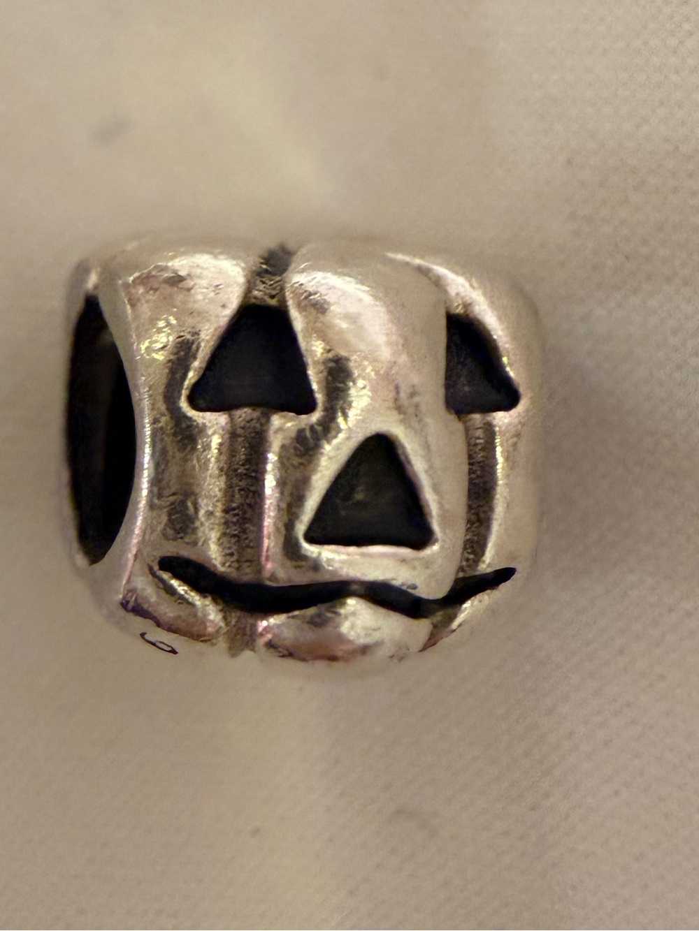 Pandora Silver Pumpkin Jack-O'-Lantern Bead Charm